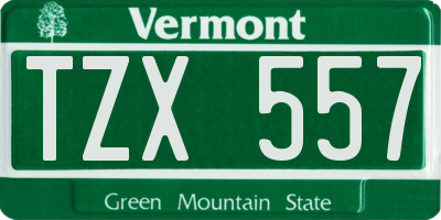 VT license plate TZX557