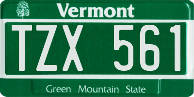 VT license plate TZX561