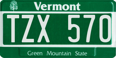 VT license plate TZX570