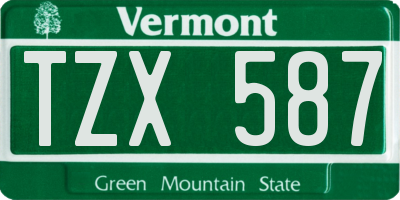 VT license plate TZX587