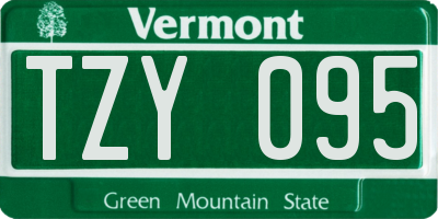 VT license plate TZY095