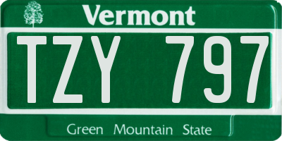 VT license plate TZY797