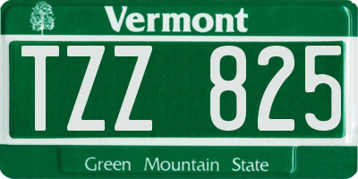 VT license plate TZZ825