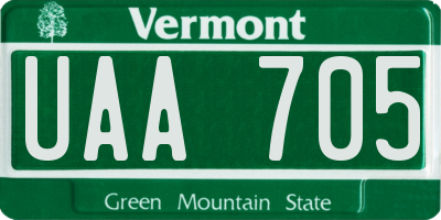 VT license plate UAA705