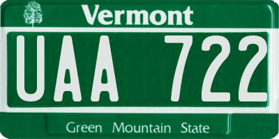 VT license plate UAA722