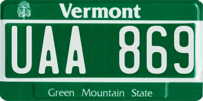 VT license plate UAA869