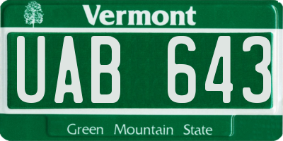 VT license plate UAB643