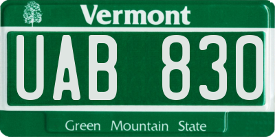 VT license plate UAB830