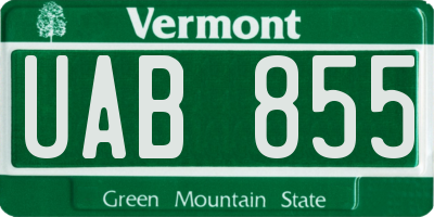 VT license plate UAB855