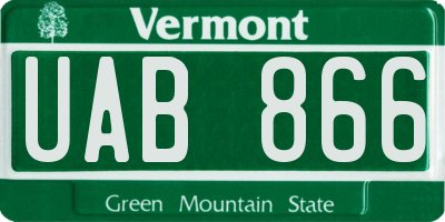 VT license plate UAB866