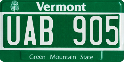 VT license plate UAB905