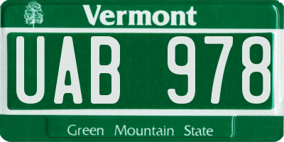 VT license plate UAB978
