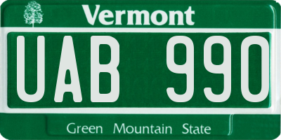 VT license plate UAB990