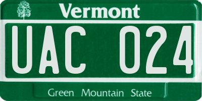 VT license plate UAC024