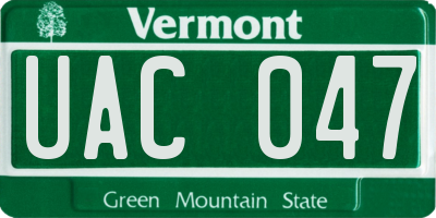 VT license plate UAC047