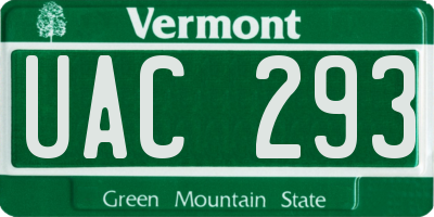VT license plate UAC293
