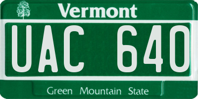 VT license plate UAC640