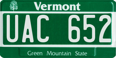 VT license plate UAC652