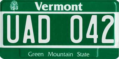 VT license plate UAD042