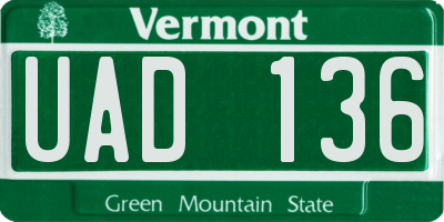 VT license plate UAD136