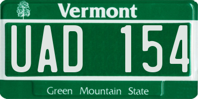 VT license plate UAD154