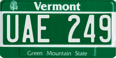 VT license plate UAE249