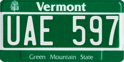 VT license plate UAE597