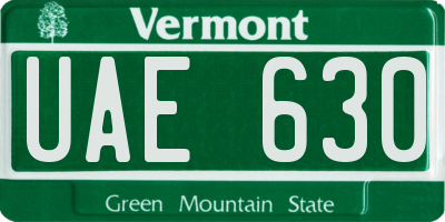 VT license plate UAE630