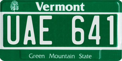 VT license plate UAE641