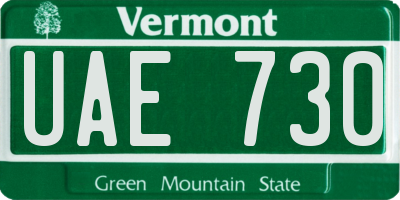 VT license plate UAE730