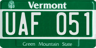 VT license plate UAF051