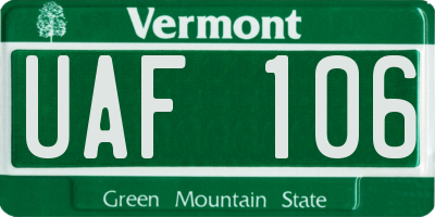 VT license plate UAF106