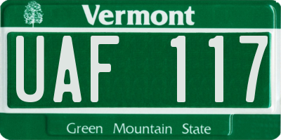 VT license plate UAF117