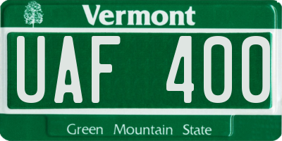 VT license plate UAF400