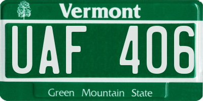 VT license plate UAF406