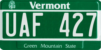 VT license plate UAF427