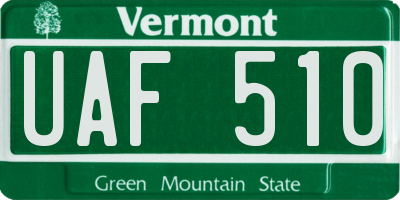 VT license plate UAF510