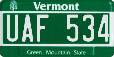 VT license plate UAF534