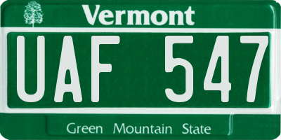 VT license plate UAF547