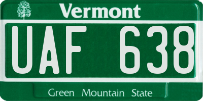 VT license plate UAF638