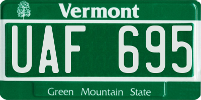 VT license plate UAF695