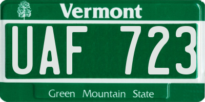 VT license plate UAF723