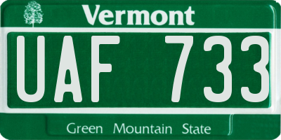 VT license plate UAF733