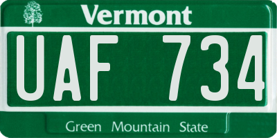 VT license plate UAF734