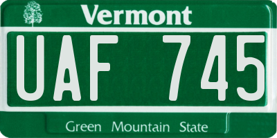 VT license plate UAF745