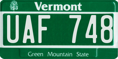 VT license plate UAF748