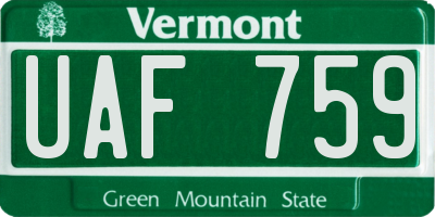 VT license plate UAF759