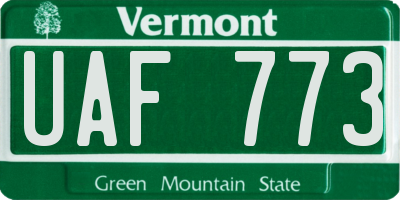VT license plate UAF773