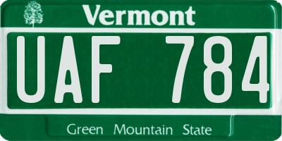 VT license plate UAF784