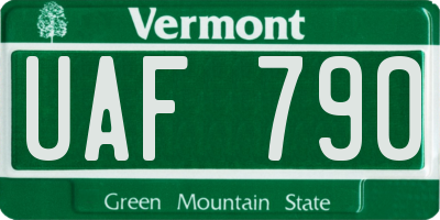 VT license plate UAF790